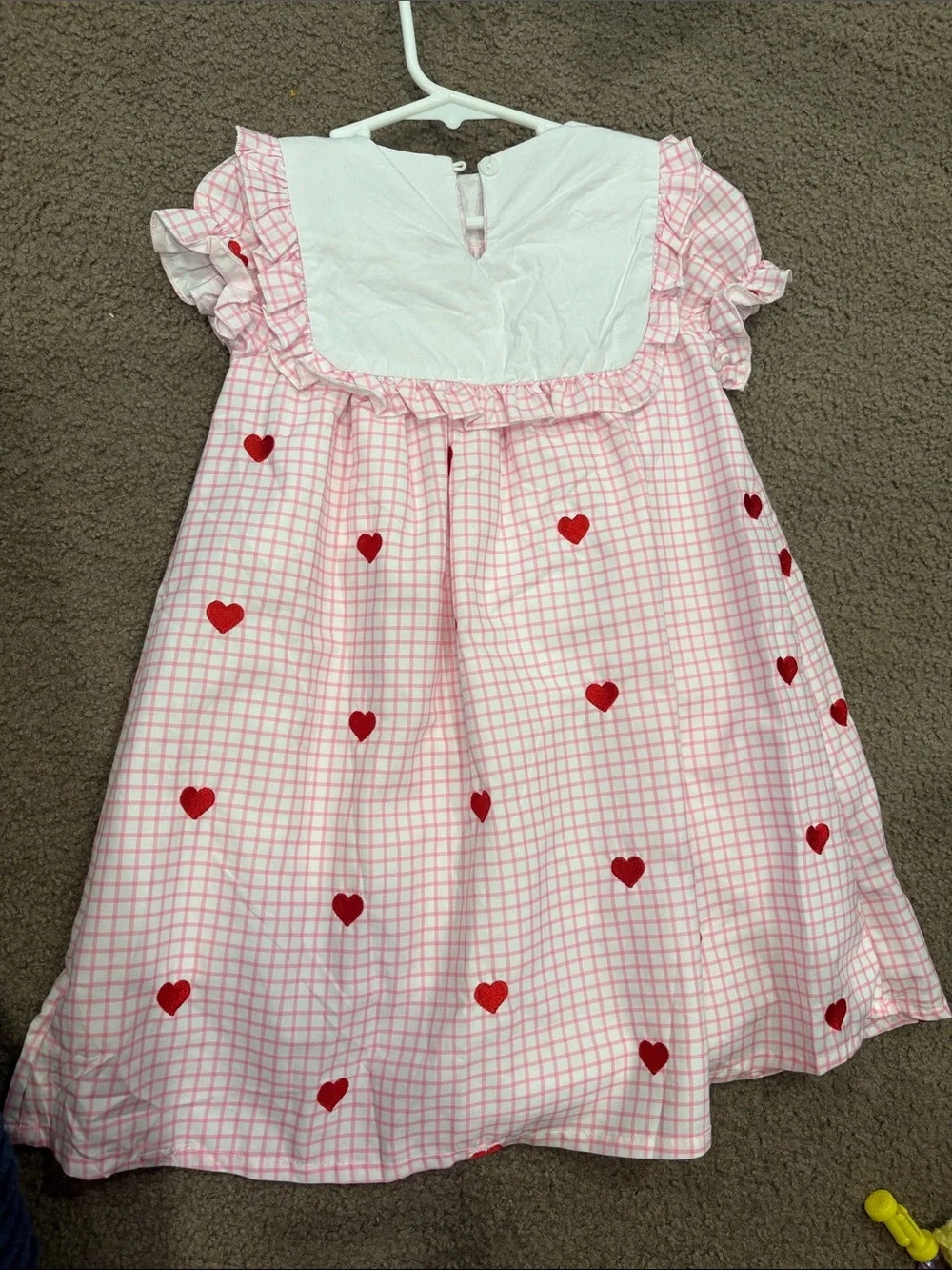 Pink Heart Grid Girls' Dress
